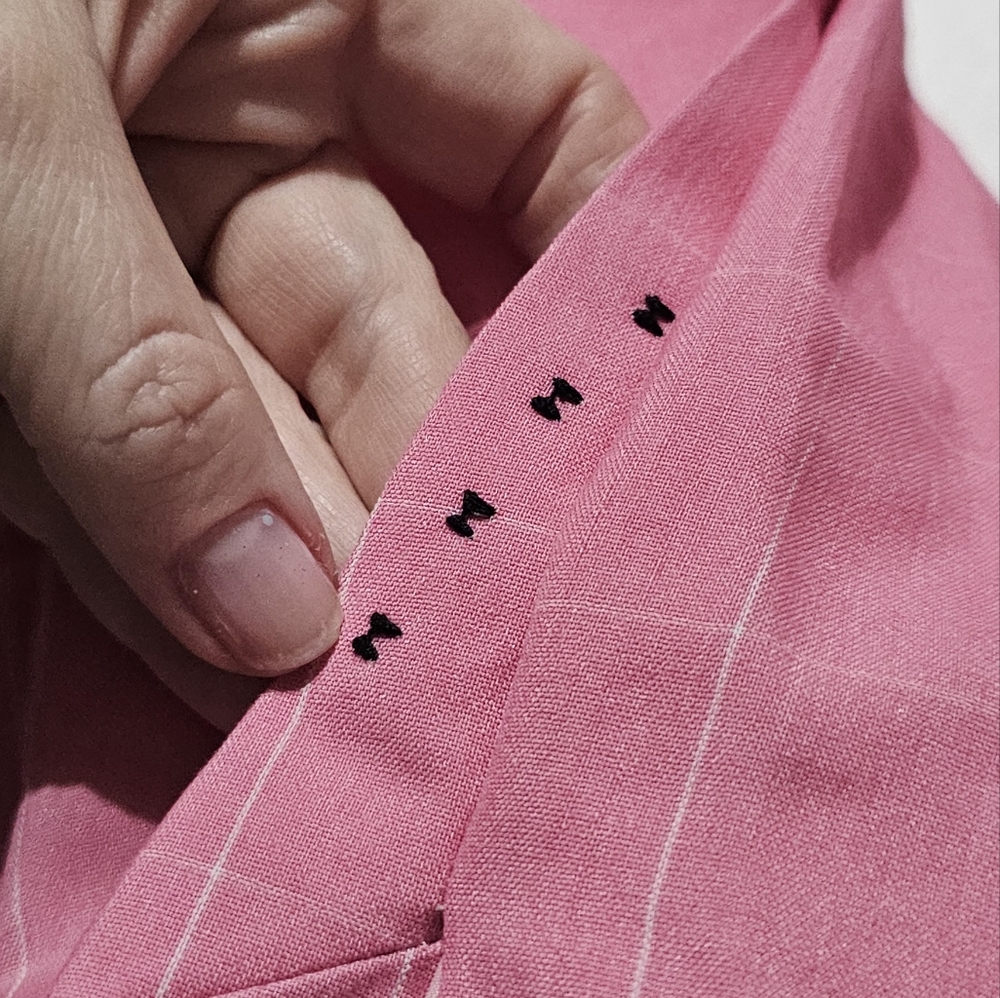 Mens‎ 5X Pink White Pin Stripe 2 Button Blazer - Picture 5 of 17